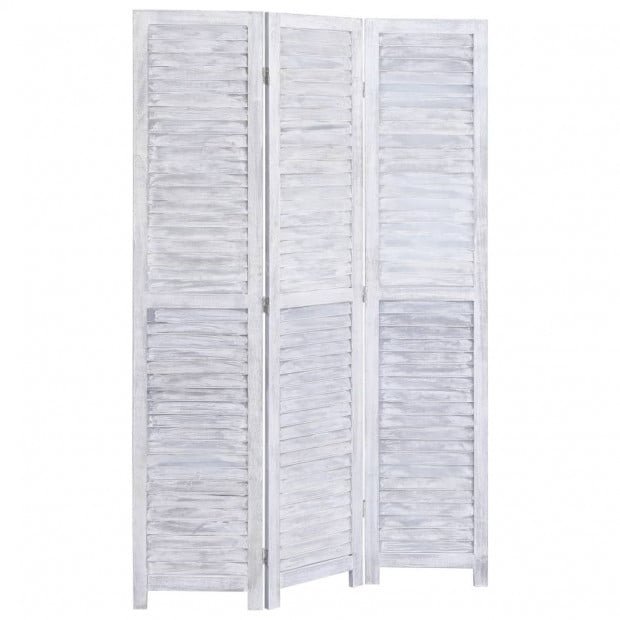 3-panel Room Divider Grey 105x165cm Wood White Image 3