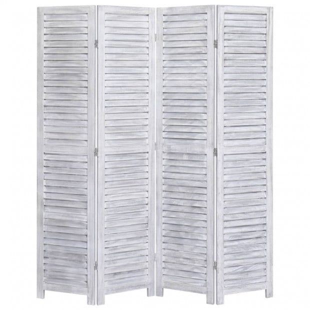 4-panel Room Divider Grey 140x165cm Wood Grey