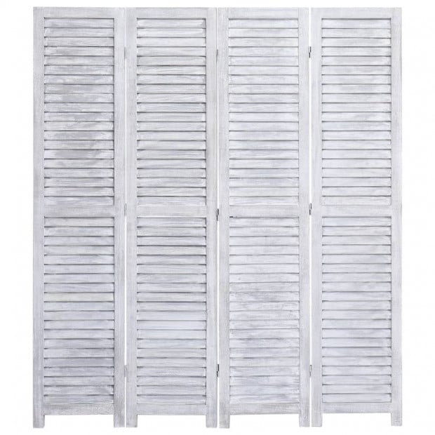 4-panel Room Divider Grey 140x165cm Wood Grey Image 2