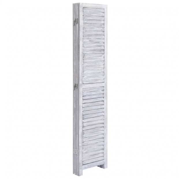 5-panel Room Divider Grey 175x165cm Paulownia Wood Image 4