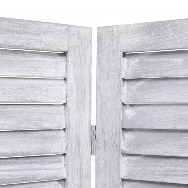 5-panel Room Divider Grey 175x165cm Paulownia Wood Image 5