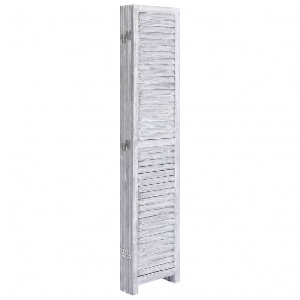 6-panel Room Divider Grey 210x165cm Paulownia Wood Image 4