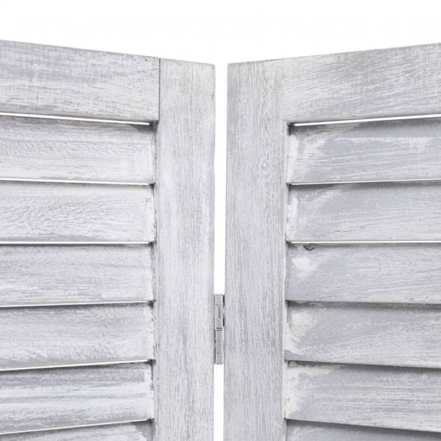 6-panel Room Divider Grey 210x165cm Paulownia Wood Image 5