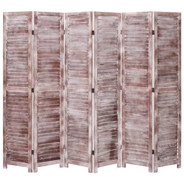 6-panel Room Divider Brown 210x165cm Paulownia Wood Brown