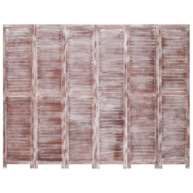 6-panel Room Divider Brown 210x165cm Paulownia Wood Brown Image 2