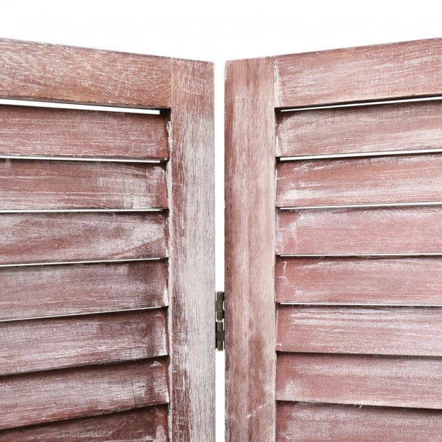 6-panel Room Divider Brown 210x165cm Paulownia Wood Brown Image 5