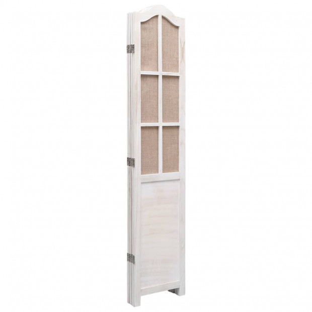 4-panel Room Divider White 140x165cm Fabric Brown Image 4