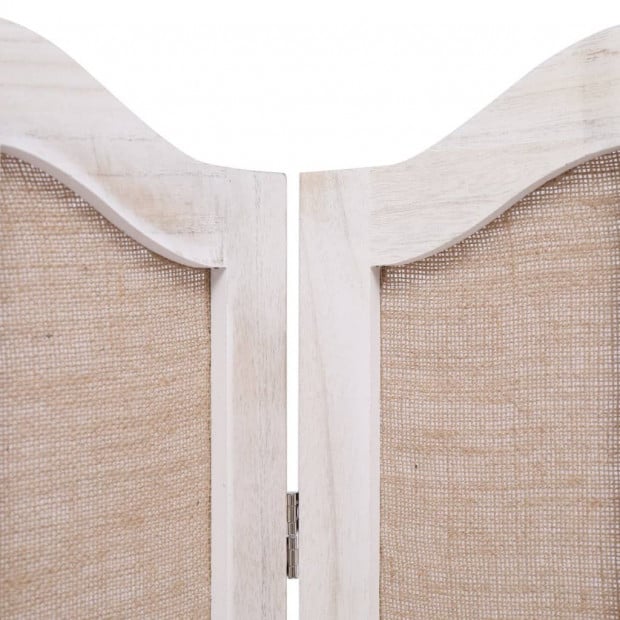 4-panel Room Divider White 140x165cm Fabric Brown Image 5