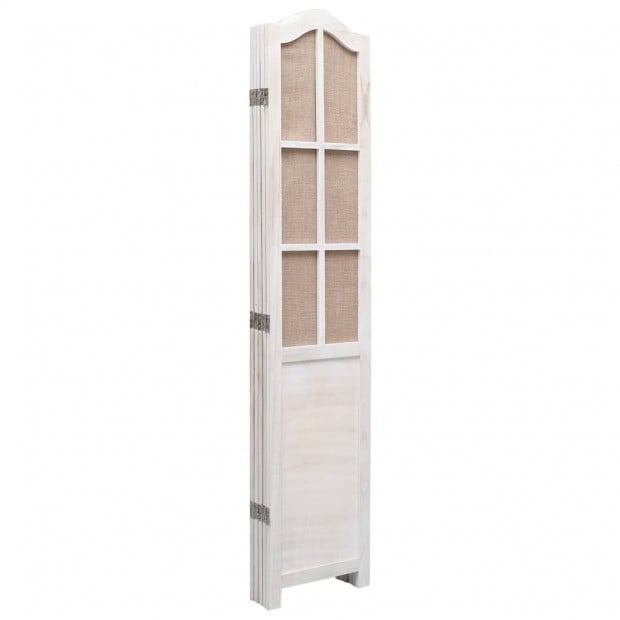 5-panel Room Divider White 175x165cm Fabric Brown Image 4