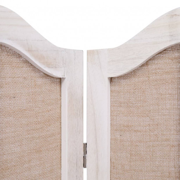5-panel Room Divider White 175x165cm Fabric Brown Image 5