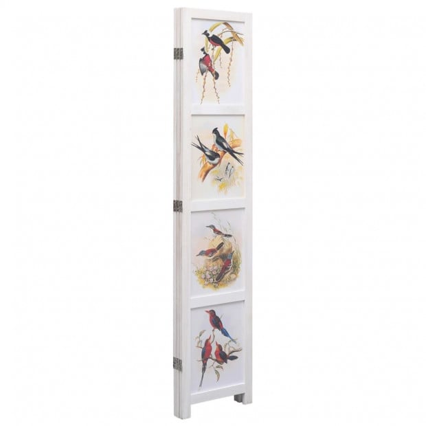 3-panel Room Divider White 105x16cm Bird Image 4