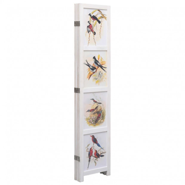 4-panel Room Divider White 140x165 Cm Bird Image 4