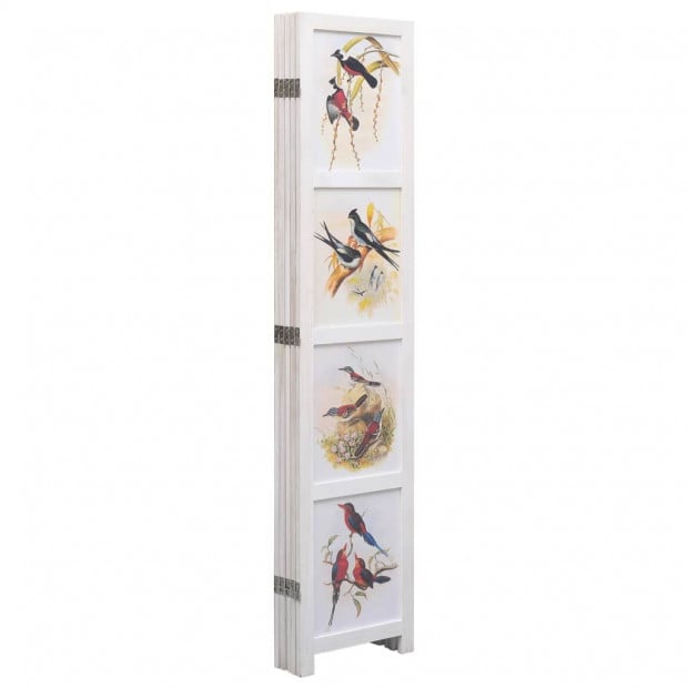 5-panel Room Divider White 175x165cm Bird Image 4