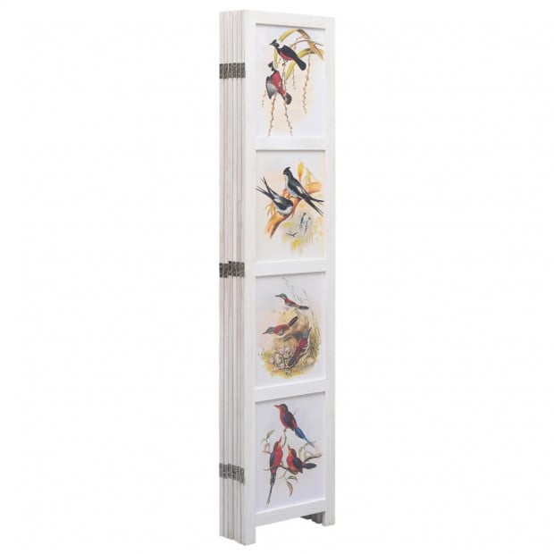 6-panel Room Divider White 210x165 Cm Bird Image 4