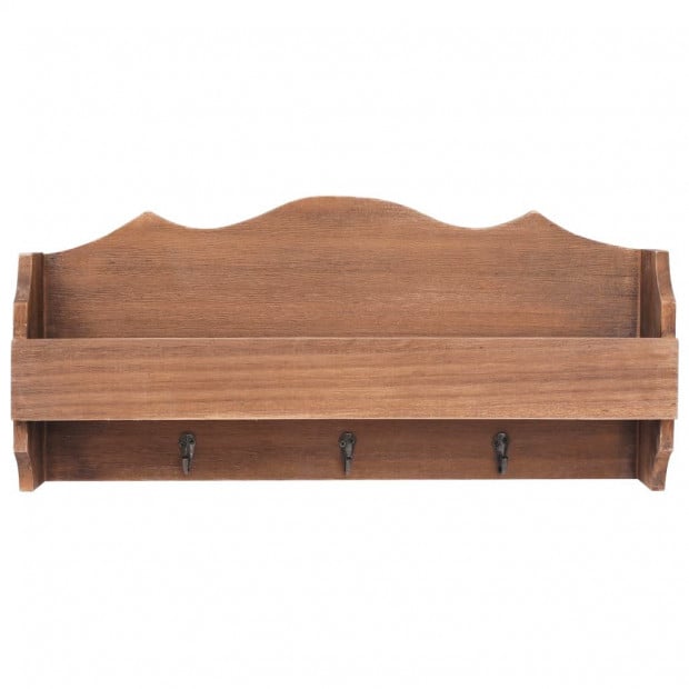 Wall Mounted Coat Rack Brown 50x10x23cm Wood Image 3