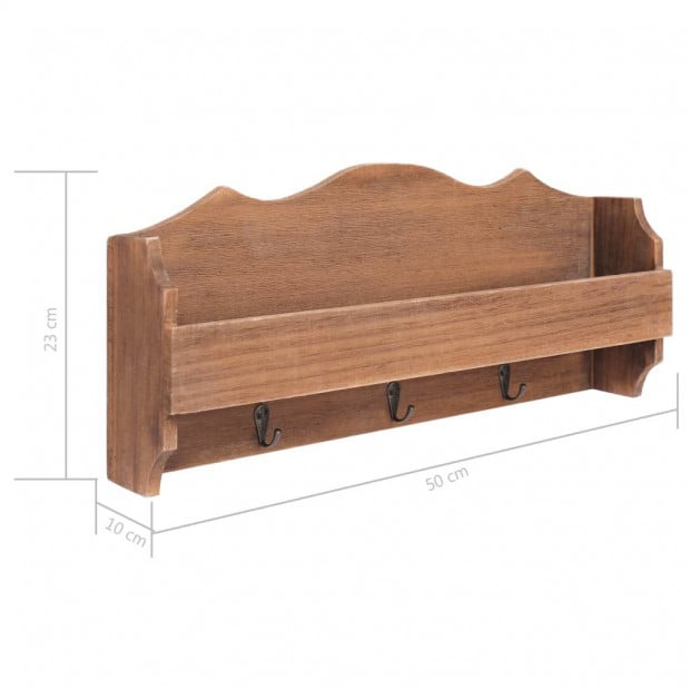 Wall Mounted Coat Rack Brown 50x10x23cm Wood Image 7