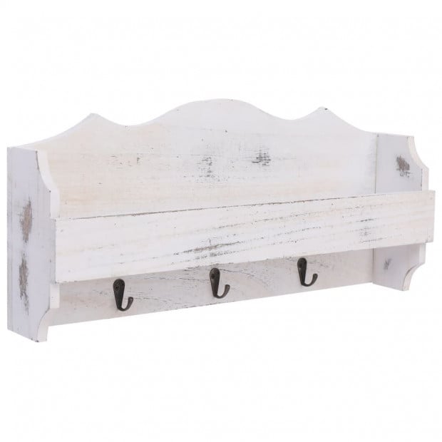 Wall Mounted Coat Rack White 50x10x23cm Wood White
