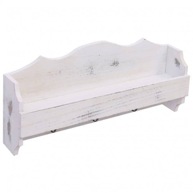 Wall Mounted Coat Rack White 50x10x23cm Wood White Image 2