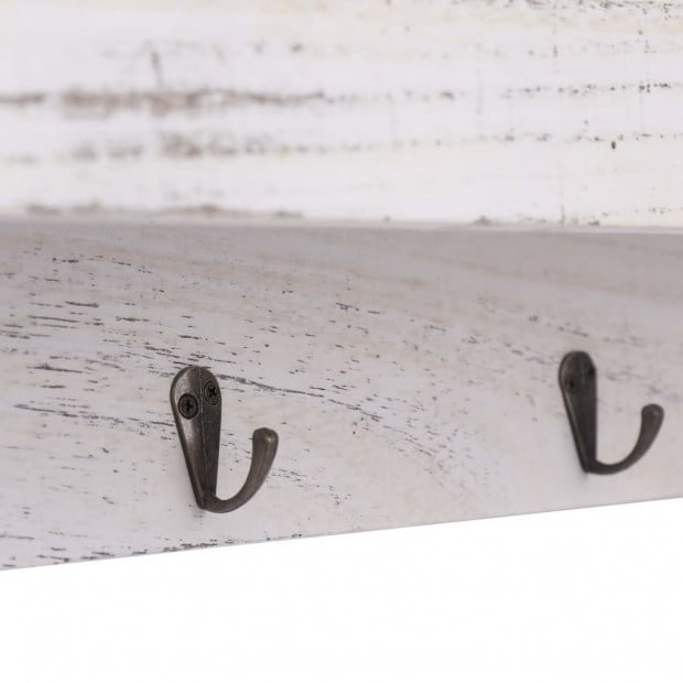 Wall Mounted Coat Rack White 50x10x23cm Wood White Image 5