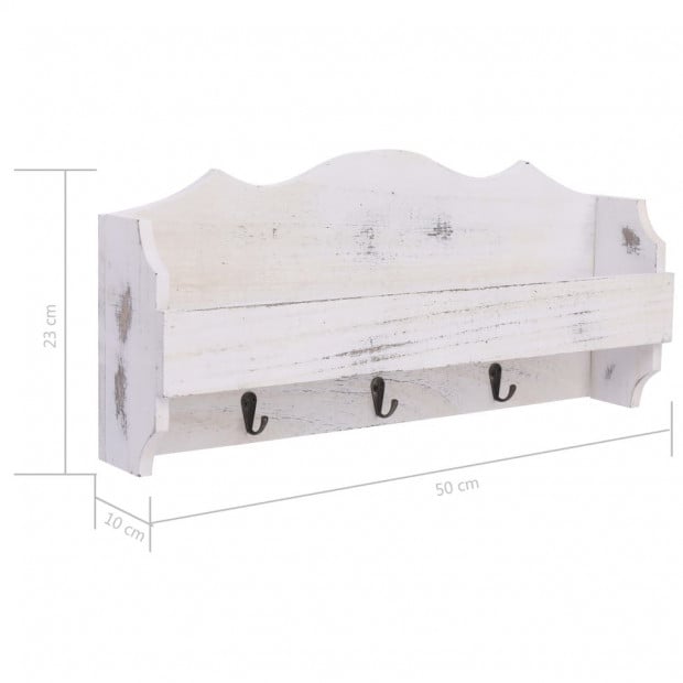 Wall Mounted Coat Rack White 50x10x23cm Wood White Image 7