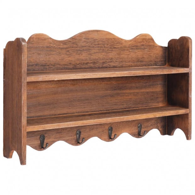 Wall Mounted Coat Rack Brown 50x10x30cm Wood
