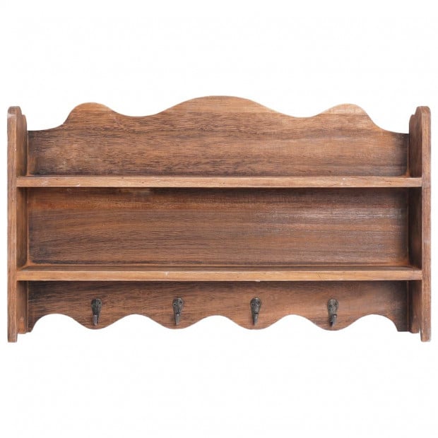Wall Mounted Coat Rack Brown 50x10x30cm Wood Image 3