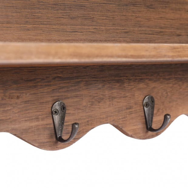 Wall Mounted Coat Rack Brown 50x10x30cm Wood Image 5