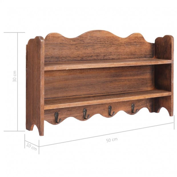 Wall Mounted Coat Rack Brown 50x10x30cm Wood Image 7