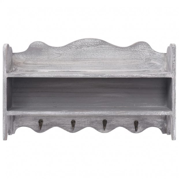 Wall Mounted Coat Rack Grey 50x10x30cm Wood - Grey Image 3