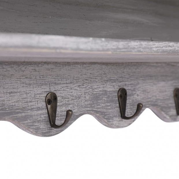 Wall Mounted Coat Rack Grey 50x10x30cm Wood - Grey Image 5