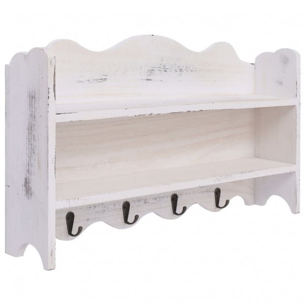 Wall Mounted Coat Rack White 50x10x30cm Wood - White