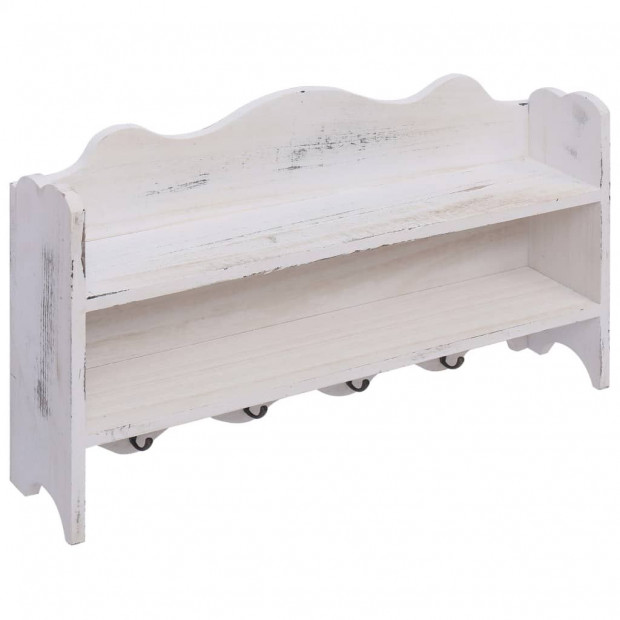 Wall Mounted Coat Rack White 50x10x30cm Wood - White Image 2