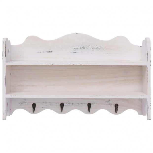 Wall Mounted Coat Rack White 50x10x30cm Wood - White Image 3