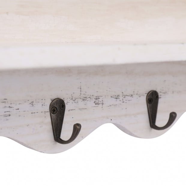 Wall Mounted Coat Rack White 50x10x30cm Wood - White Image 5