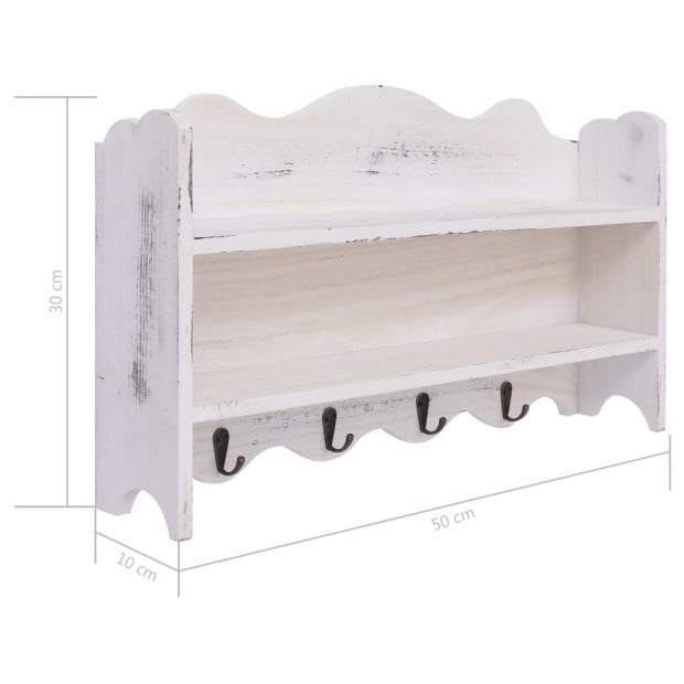 Wall Mounted Coat Rack White 50x10x30cm Wood - White Image 7