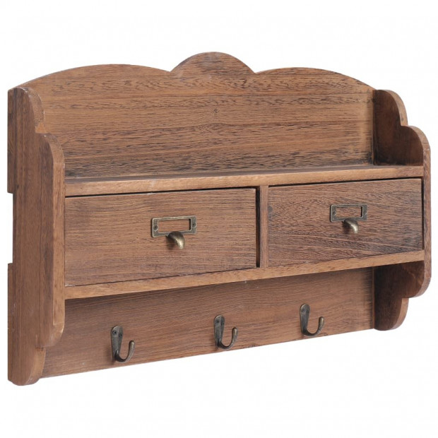Wall Mounted Coat Rack Brown 50x10x34cm Wood - Brown
