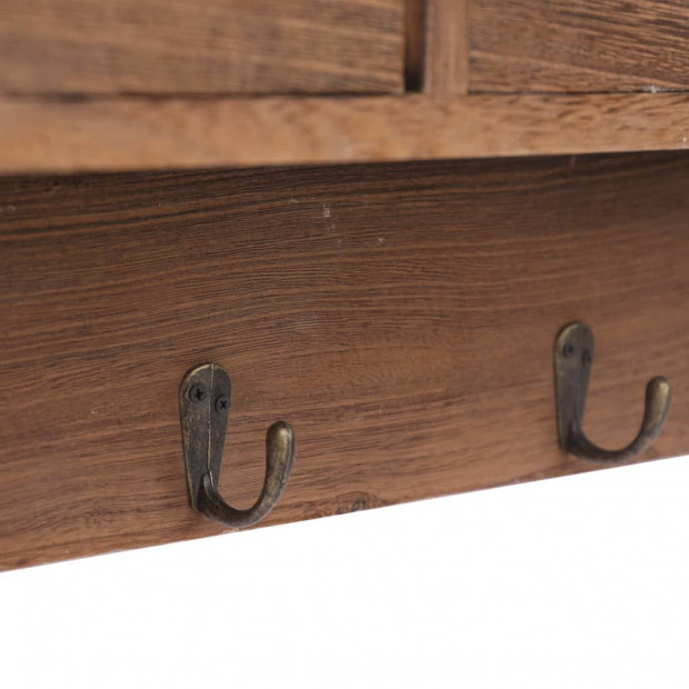 Wall Mounted Coat Rack Brown 50x10x34cm Wood - Brown Image 7