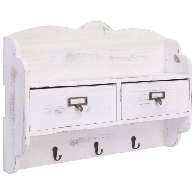 Wall Mounted Coat Rack White 50x10x34cm Wood White