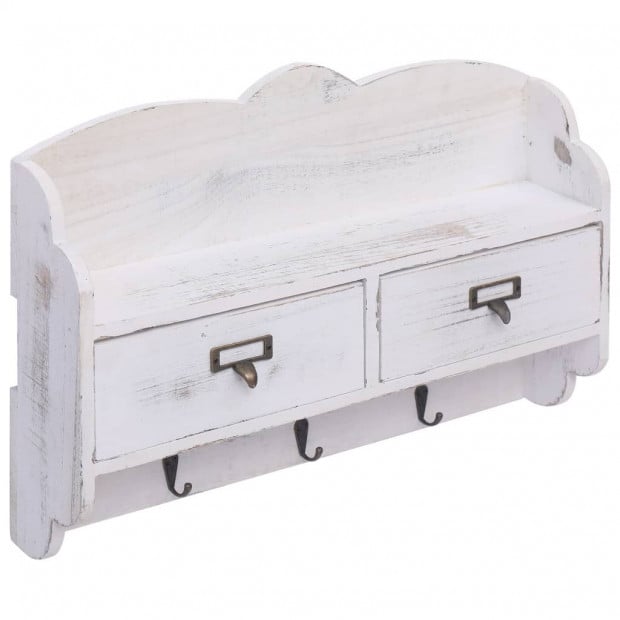 Wall Mounted Coat Rack White 50x10x34cm Wood White Image 2