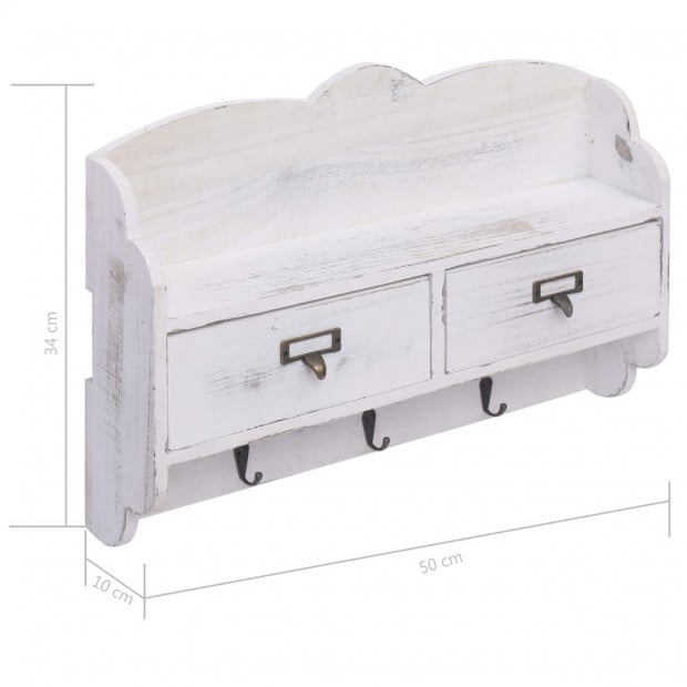 Wall Mounted Coat Rack White 50x10x34cm Wood White Image 8