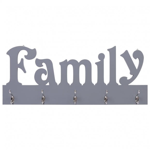 Wall Mounted Coat Rack Family Grey 74x29.5cm Image 2