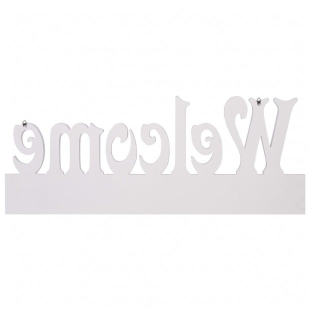 Wall Mounted Coat Rack Welcome White 74x29.5cm Image 3