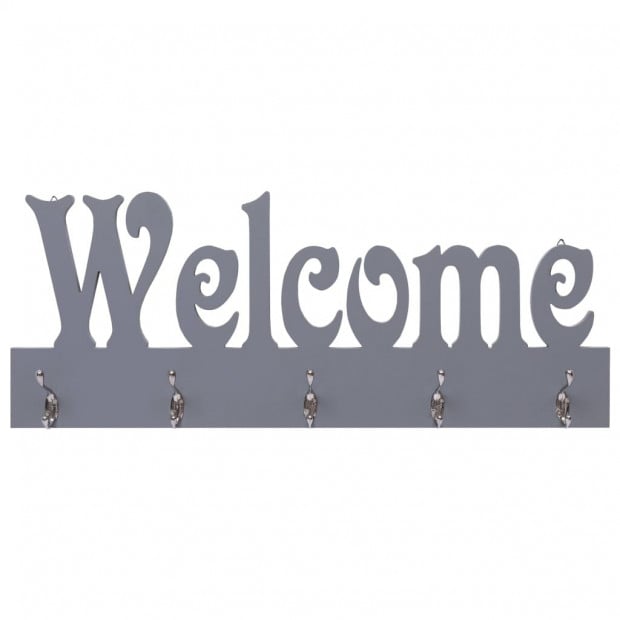Wall Mounted Coat Rack Welcome Grey 74x29.5cm Image 2