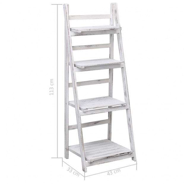 4-tier Plant Stand White 43x33x113 Cm Wood Image 7