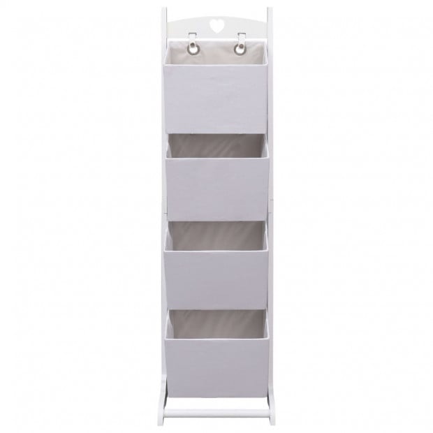 4-layer Basket Rack White 35x35x125 Cm Wood Image 2