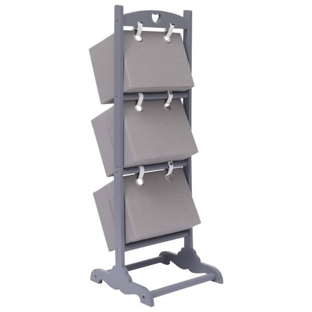 3-layer Basket Rack Dark Grey 35x35x102 Cm Wood Image 3