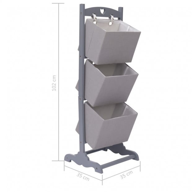 3-layer Basket Rack Dark Grey 35x35x102 Cm Wood Image 6