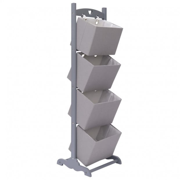 4-layer Basket Rack Dark Grey 35x35x125 Cm Wood