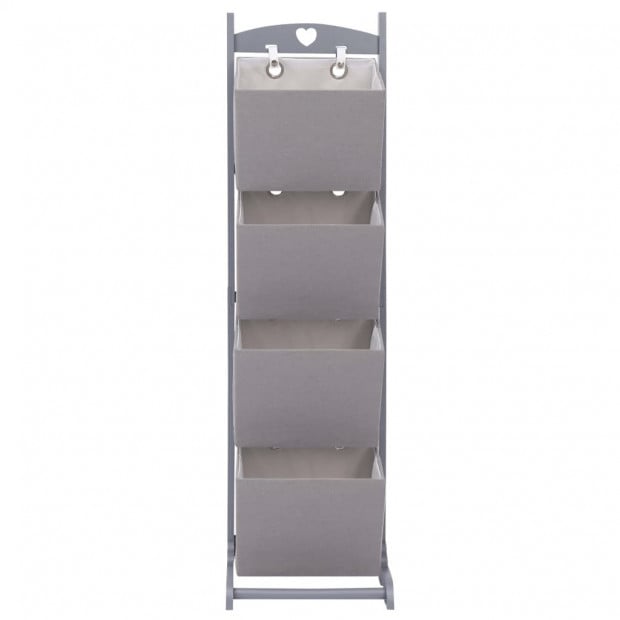 4-layer Basket Rack Dark Grey 35x35x125 Cm Wood Image 2