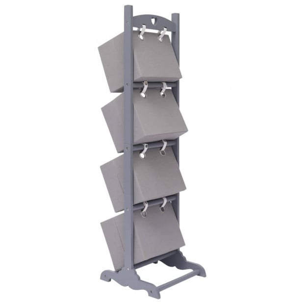 4-layer Basket Rack Dark Grey 35x35x125 Cm Wood Image 3